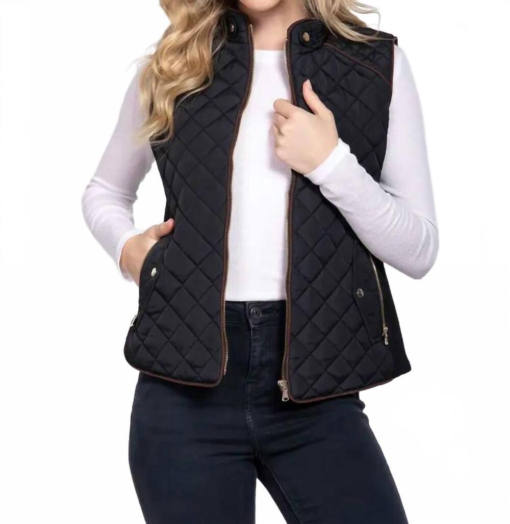 NEW ACTIVE BASIC saddleback quilted vest in black